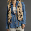 Umgee Mix Patterned Sherpa Tie-Front Vest - ECRU MIX