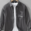 Men's Plus Size Casual Solid Color Long Sleeve Shirt - Grey