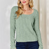 Basic Bae Full Size Ribbed Long Sleeve T-Shirt - Light Green