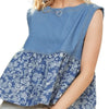 ADORA Sleeveless Denim Contrast Top - DENIM