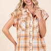 Mittoshop Mineral Wash Plaid Button Down Shirt - Sherbet