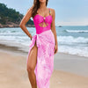 Cutout Sweetheart Neck One-Piece Swimwear and Cover-Up Swim Set - Hot Pink