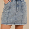 VERY J Bow Printed Casual Denim Mini Skirt - Indigo