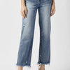 RISEN High Waist Raw Hem Straight Jeans - LIGHT