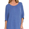 Zenana Raised Rib Bat Sleeve Top - CLASSIC BLUE