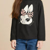 Children's Long Sleeve Rabbit Graphic T-Shirt - Black