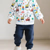 Children's Cartoon Construction Vehicle Print Zip-Up Jacket - White