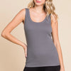 Culture Code Full Size Ribbed Scoop Neck Tank - Cold Charcoal