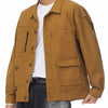 Men's Full Size Button Up Long Sleeve Jacket Plus Size - Camel Yellow