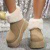 Round Toe Platform Boots - Khaki