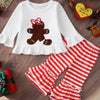 Children's Christmas Ruffle Trim Top and Pants Set - Chocolate