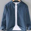Men's Plus Size Button Up Long Sleeve Shirt - Denim Blue