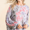BiBi Tie Dye Print Terry Pull Over - GREY MULTI