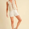 Aemi+Co Embroidered Tied Front Vest Coat - OAT