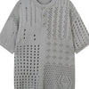 Men's Openwork Button Detail Knit Henley T-Shirt - Grey