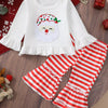 Children's Christmas Ruffle Trim Top and Pants Set - White