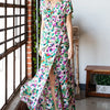 First Love Slit Printed Surplice Tie Waist Short Sleeve Dress - MULTI
