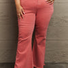 RISEN Bailey Full Size High Waist Side Slit Flare Jeans - Coral