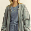 Davi & Dani Exposed Seam Zip Up Dropped Shoulder Jacket - Grey