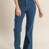 HYFVE Raw Hem High-Waist Washed Flared Jeans - Dark