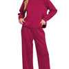 Zenana Scuba Crewneck Sweatshirt and Pants Set - CABERNET