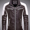 Men's Plus Size Slim Fit Zip Up Moto Jacket - Brown