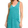 Zenana Washed Slub Adjustable Strap Overall Dress - LT TEAL