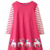 Children's Unicorn Print Long Sleeve Casual Dress - Deep Rose