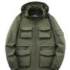 Men's Plus Size Multi-Pocket Hooded Outdoor Jacket - Army Green