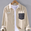 Men's Plus Size Button Up Long Sleeve Shirt - Beige Gray