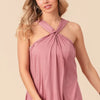 BiBi Rayon Span Jersey Knit Halter Neck Tank Top - DUSTY PINK