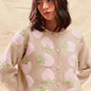SO ME Strawberry Fruit All Over Button Sweater Cardigan - OATMEAL