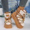 Lace-Up Platform Winter Boots - Caramel