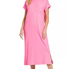 Zenana Round Neck Short Sleeve Midi Dress - CANDY PINK