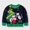 Children's Christmas Tree Round Neck Sweater - Dark Navy
