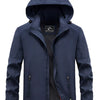 Men's Plus Size Outdoor Windproof Hooded Jacket - Dark Blue