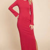 Culture Code Full Size Round Neck Bodycon Bell Maxi Dress - VERYBERRY