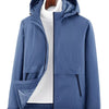 Men's Plus Size Casual Hooded Windproof Zip Up Jacket - Fog Blue