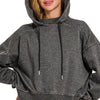 Zenana Acid Wash Fleece Hoodie - BLACK