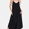 Zenana Spaghetti Strap Wide Leg Overalls with Pockets - Black