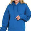 Zenana Oversized Fleece Kangaroo Pocket Hoodie - CLASSIC BLUE