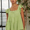 ADORA Ruffle Sleeve Babydoll Tunic Top - SAGE