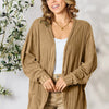 Basic Bae Full Size Ribbed Cocoon Cardigan - Khaki
