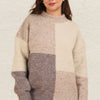 VERY J Color Block Mock Neck Drop Shoulder Sweater - Cream