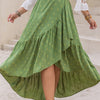 Plus Size High-Low Skirt - Matcha Green