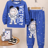Children's Graphic Long Sleeve Top and Pants Set - Blue