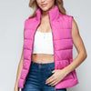 Snobbish Zip Up Turtleneck Vest with Pockets - Rose Violet