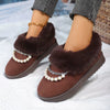 Pearl Embellished Luxury Fur Lined Winter Boots - Tan
