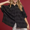 Umgee Jacquard Heart Collared Shirt - Black