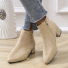 Point Toe Block Heels Boots - Apricot